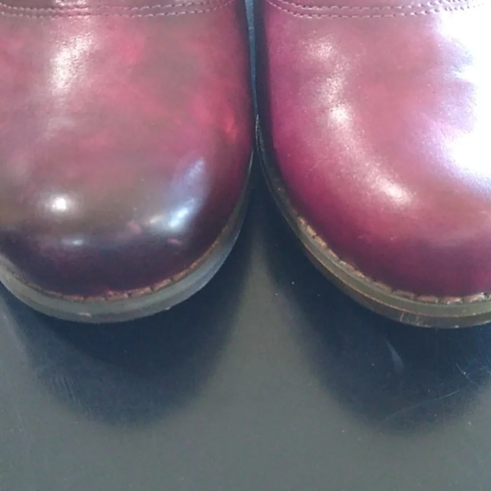 ELITE BY CORKY LEATHER ANKLE BOOTS SIZE 7 side zip plum floral color LIKE NEW - Picture 14 of 15